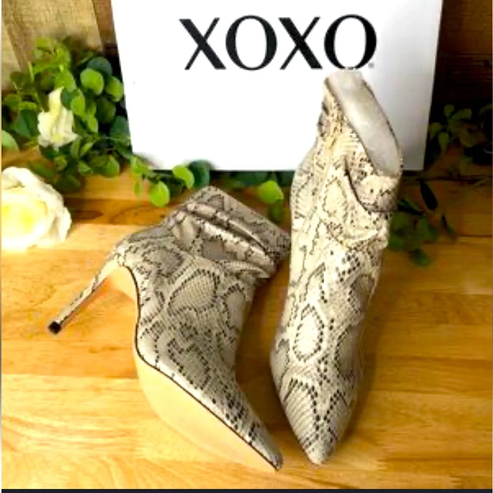 Xoxo snakeskin boots slouchy 9 heels pumps stylish designer women shoes booties - Picture 1 of 7